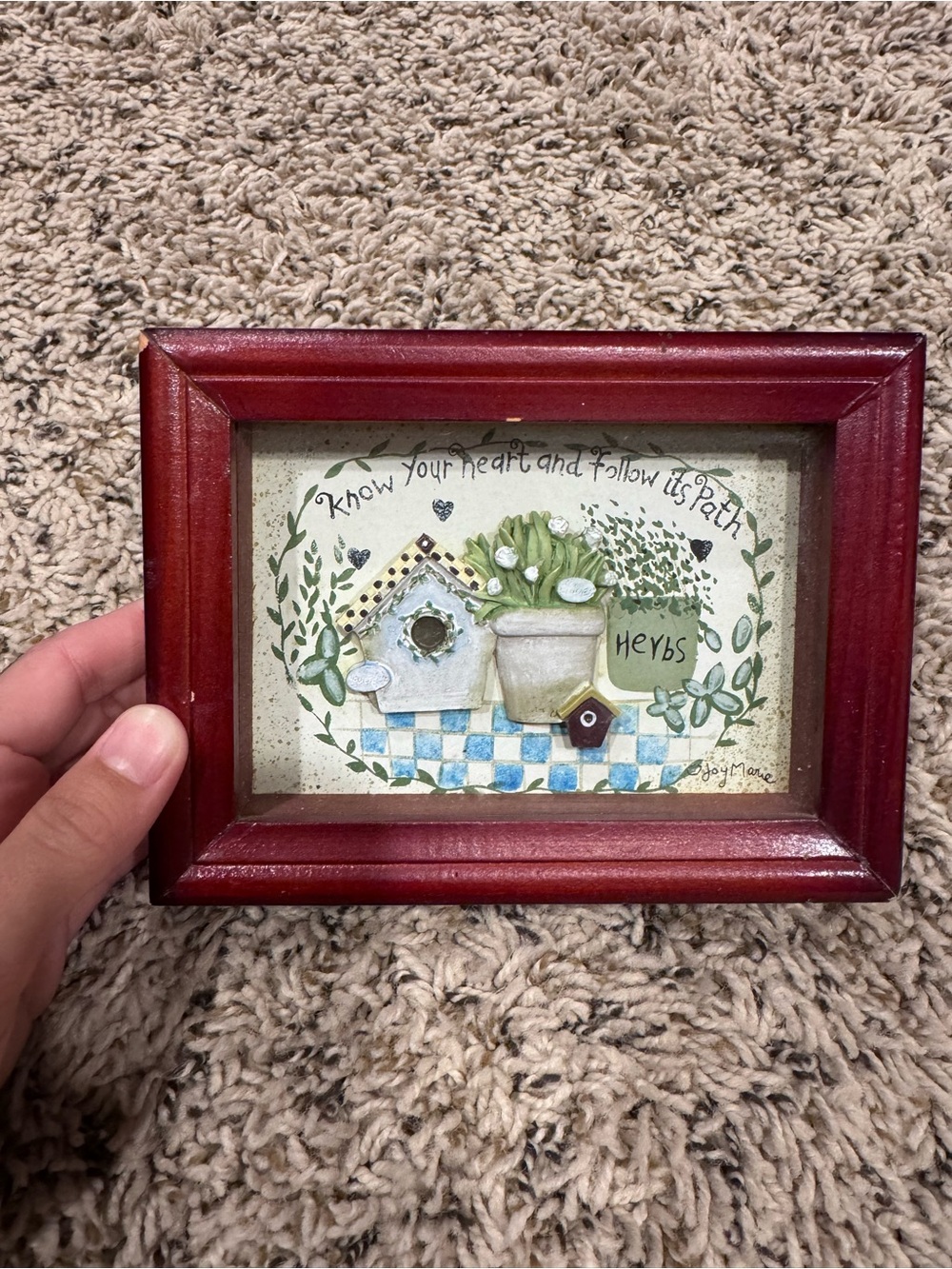 Red Glossy Wood Deep Shadow Box Picture Frame, Garden Theme 4x6 Rectangular